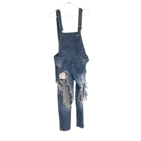 Machine Denim - Machine Distressed Thrashed Overalls. Lots of Rips and Holes Size Small